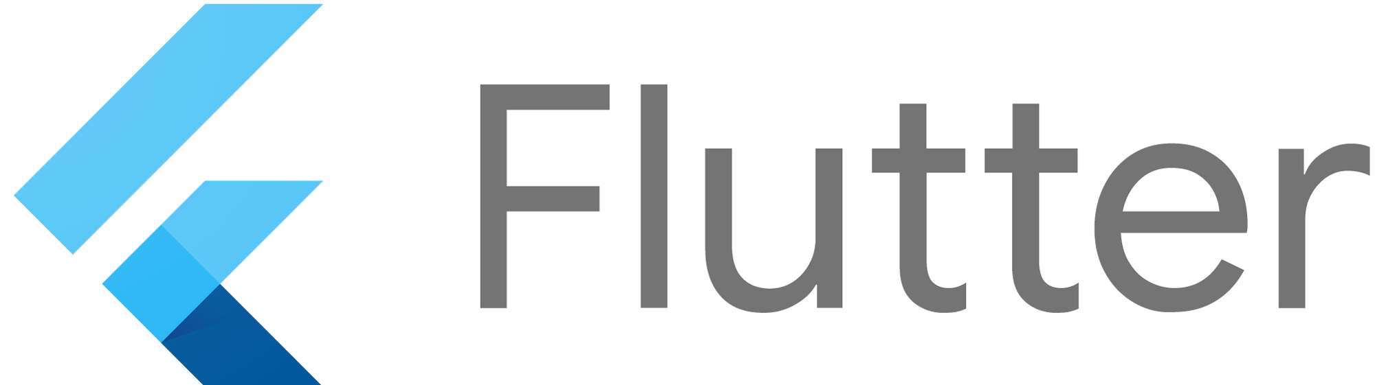 Flutter logo with text Flutter