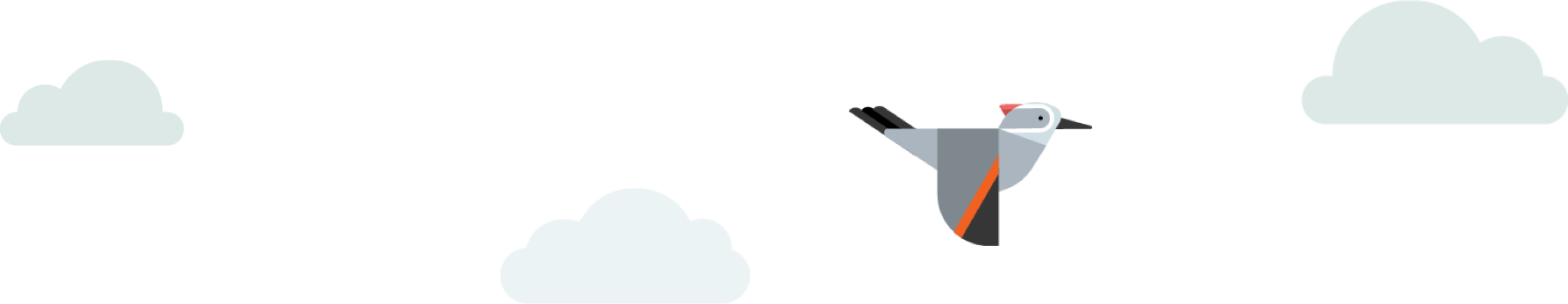 Page divider containing a bird in flight with clouds