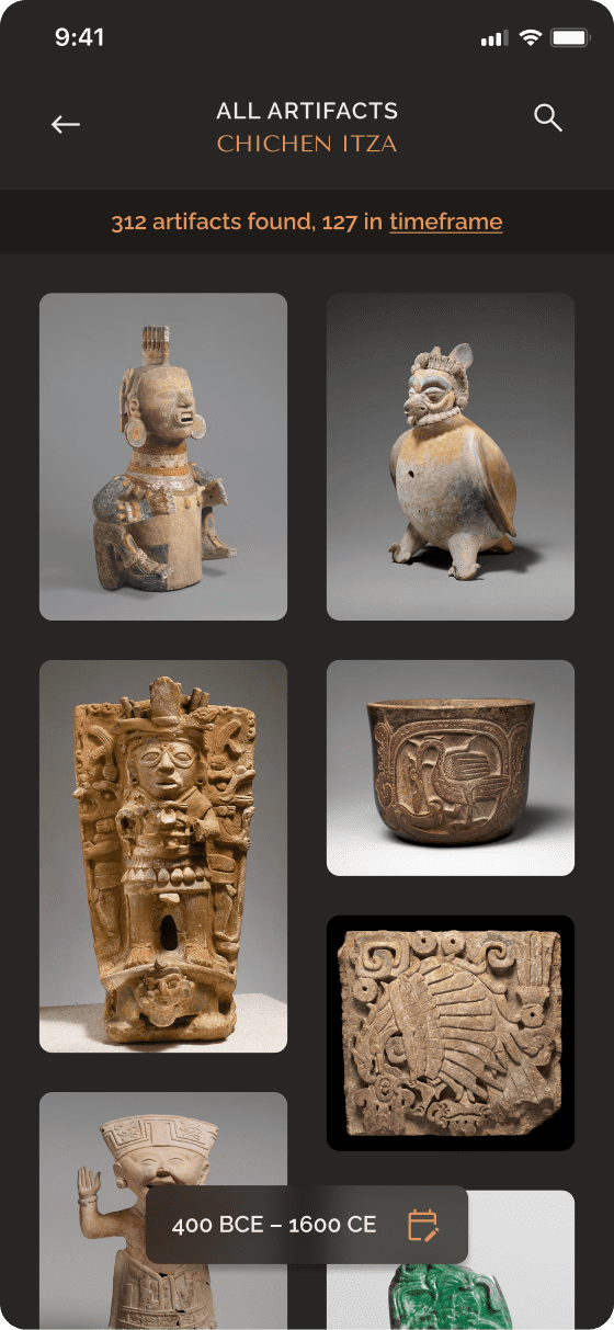 Screenshot of Wonderous Chichen Itza artifacts